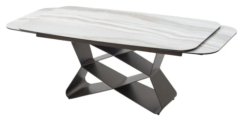 Стол ABSALON 180 ICE AGATE, керамика, стекло / Шоколадное золото каркас, ®DISAUR