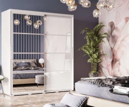 Шкаф-купе с зеркалом Крафт-6, ясень белый