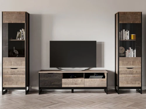 Витрина высокая «Стокгольм» 1д1в ЛВ, Дуб гранж песочный/Железный камень