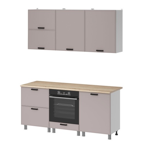 Готовая кухня МК Аленушка 1,8м Магнолия Кашемир,скоба черный,сонома