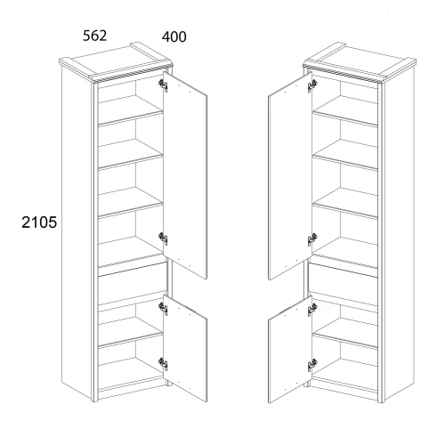 Шкаф 2D1S, BJORK, цвет ольха полярная/оникс