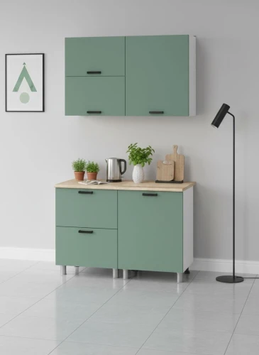 Готовая кухня МК Аленушка 1,2м с ящ.в 2 Орешник Матовая Мята,скоба черный,сонома