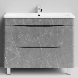 Тумба Адель 100 напольный, Мрамор Серый софт тач ПВХ 4044-1 Vodok с раковиной в комплекте