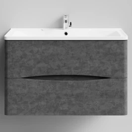 Тумба Адель 90  подвесной, Серый камень ПВХ 57806 Vodok с раковиной в комплекте