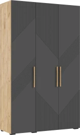 Шкаф трехстворчатый Ирис, Браш Графит, Дуб Крафт