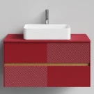 Тумба Аурум 100, пример RAL 3004 Пурпурно-красный, матовая, 2 ящика, подвесной Vodok с раковиной в комплекте Тумба Аурум 100, пример RAL 3004 Пурпурно-красный, матовая, 2 ящика, подвесной Vodok с раковиной в комплекте