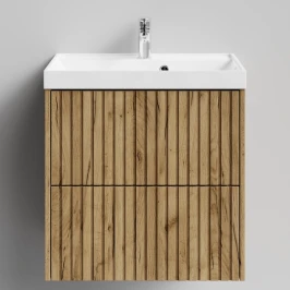 Тумба Тач 60 подвесной, Дуб Тортуга ПВХ 2357-43 Vodok с раковиной в комплекте