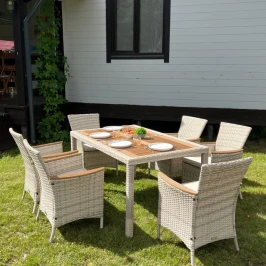 AMELIA обеденный комплект бежевого цвета на 6 персон