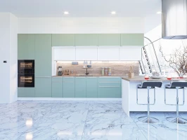 Прямая модульная кухня Фьюжн-02 Silky Mint/Silky White Прямая модульная кухня Фьюжн-02 Silky Mint/Silky White