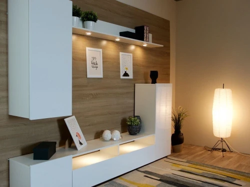 Стенка «Лия», Белый/белый глянец