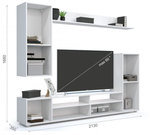 Стенка «Лия», Белый/белый глянец