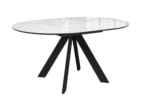 Стол DikLine SFC100 d1000 стекло Оптивайт Белый мрамор/подстолье черное