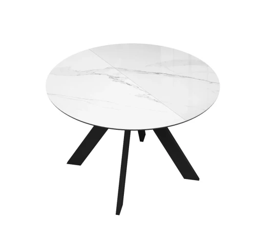 Стол DikLine SFC100 d1000 стекло Оптивайт Белый мрамор/подстолье черное