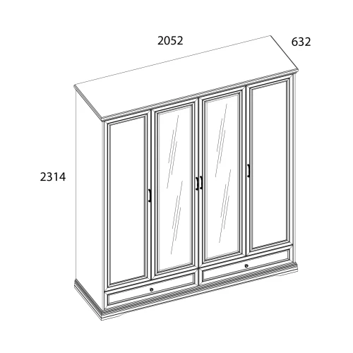VALENCIA, Шкаф 4DG2S Z. Цвет СЕРЫЙ