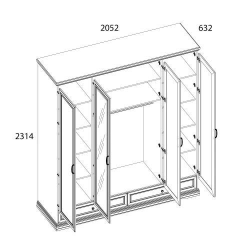 VALENCIA, Шкаф 4DG2S Z. Цвет СЕРЫЙ