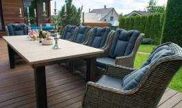 Стол Парклэнд  (кор/сер) + 6 кресел Бергамо  (кор/сер)