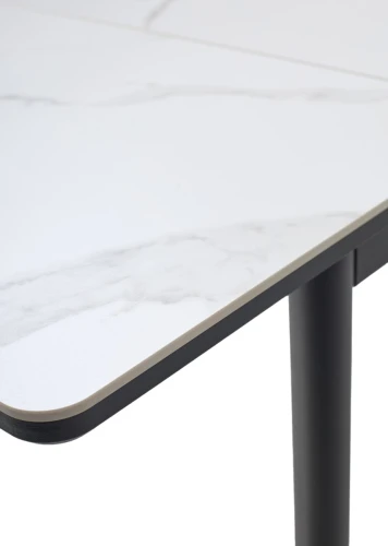 Стол ТЕТ-А-ТЕТ 90  Белый мрамор, керамика / Черный каркас М-City