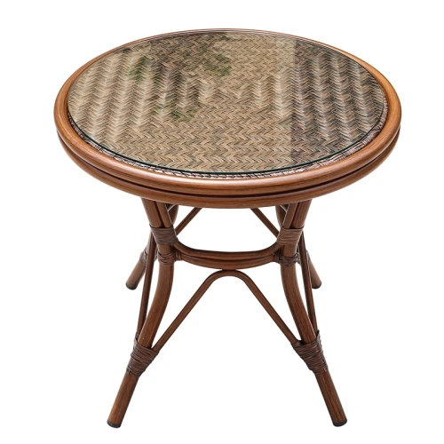 Кофейный набор Стол круглый из искусственного ротанга D60 БАМБУК «BAMBOO» + 2 Кресел  БАМБУК-2 «BAMBOO-2»