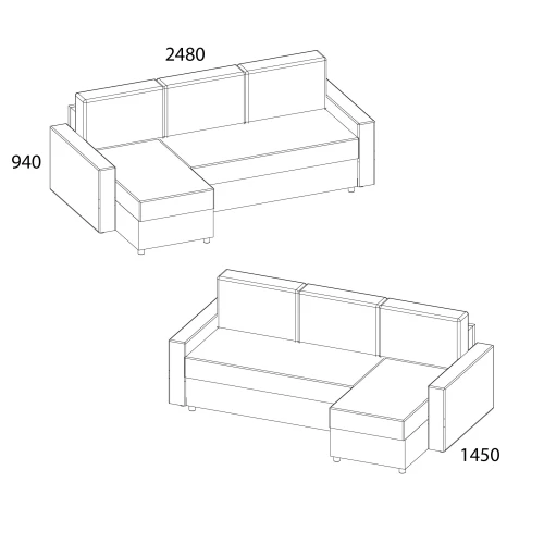 МЯГКАЯ МЕБЕЛЬ, Диван угловой CARMEN. Цвет SIMPLE 25