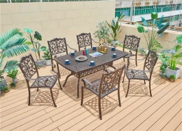 Обеденная группа из литого алюминия стол овальный АДОНИС «ADONIS» 162х102 + 6 кресел ФЛОРЕНС «FLORENCE»