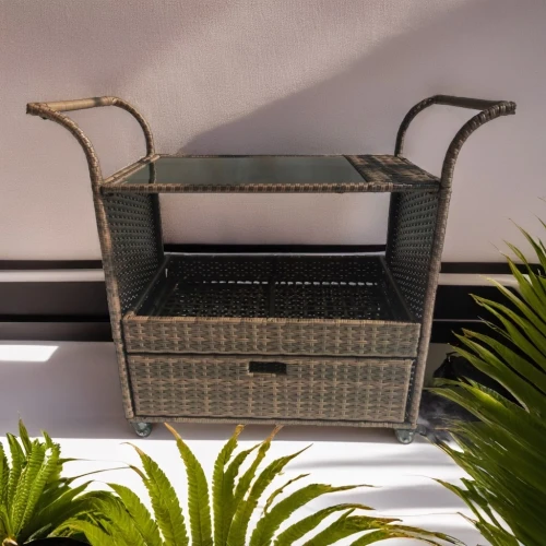 Сервировочный стол с баром из ротанга ВИНКЕЛВАГЕН «WINKELWAGEN»