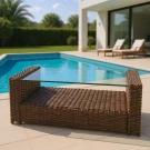 Столик журнальный из искусственного ротанга Сантьяго  -  Шоколад