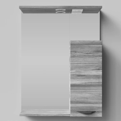 Зеркало Марко 60, ручки Черные, Лиственница структурная контрастно-серая ПВХ 64202, правый