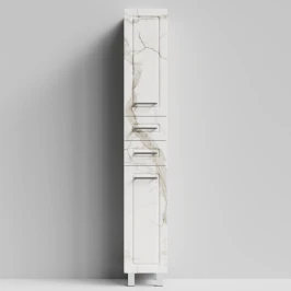 Пенал Арабеска 30 напольный, Мрамор Белый натур милк ПВХ 2537, правый