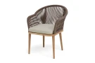 "Лион" стул плетеный из роупа, основание дуб, роуп коричневый круглый, ткань бежевая 15052