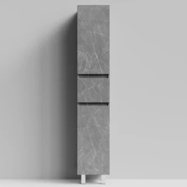 Пенал Бест 35 (2 двери, 1 ящик) напольный, Мрамор Серый софт тач ПВХ 4044-1, правый