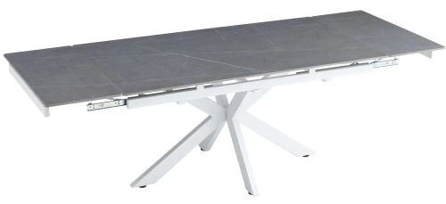 DT757 Стол обеденный раскладной Armani grey, 160-240*90, керамич. столешница, основан. металл белый