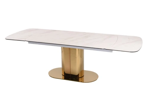 Стол обеденный раскладной Моника MC3034-160W, 160(41+41)х90х77 см, белая керамика