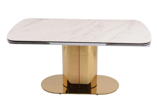 Стол обеденный раскладной Моника MC3034-160W, 160(41+41)х90х77 см, белая керамика