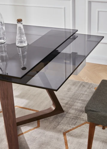 Стол обеденный раскладной Бостон Блэк MC-1772DT-S,160(240)х90х76см, затемненное стекло