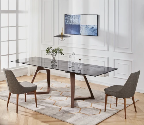 Стол обеденный раскладной Бостон Блэк MC-1772DT-S,160(240)х90х76см, затемненное стекло