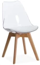 GH608/DC608 P Стул пластиковый мягкий, ПРОЗРАЧНЫЙ/БЕЛЫЙ экокожа, каркас бук