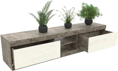 Тумба «Лондон 2Я» КМК 0467.1, Оникс/Бетон пайн светлый