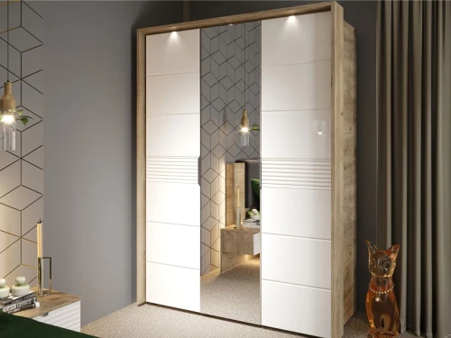 Шкаф Джулия 3дв ДЗД, Крафт серый/Белый глянец