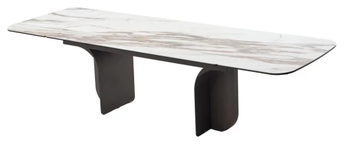 Стол INGERMAN 200 KARAKATA BROWN, керамика на стекле / Темно-серый металл+ шпон,  каркас, ®DISAUR