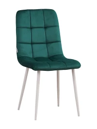 C919/DC809 Стул мягкий, ИЗУМРУД#h56 велюр, каркас металл белый КРУГЛЫЙ