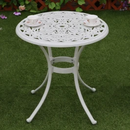 Стол кофейный круглый из литого алюминия МАКАО «MACAU» D68  -  Белый