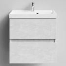 Тумба Бест 60  подвесной, Белый камень ПВХ 57805 Vodok с раковиной в комплекте