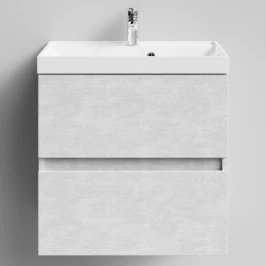 Тумба Бест 60  подвесной, Белый камень ПВХ 57805 Vodok с раковиной в комплекте