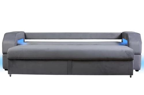 Диван еврокнижка Манчестер с подсветкой, 160 велюр серый НПБ