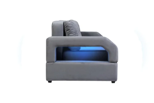 Диван еврокнижка Манчестер с подсветкой, 160 велюр серый НПБ
