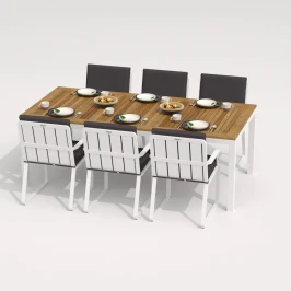 Обеденная группа TELLA  ALBA  каркас белый / стол тик 220 / ткань антрацит