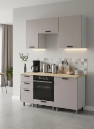 Готовый кухонный гарнитур МК Аленушка 1,6м в.7 Лаванда Кашемир,скоба черный,сонома