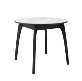 Стол DikLine MK46 Керамика Белый мрамор/подстолье черное/опоры черные