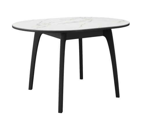 Стол DikLine MK46 Керамика Белый мрамор/подстолье черное/опоры черные