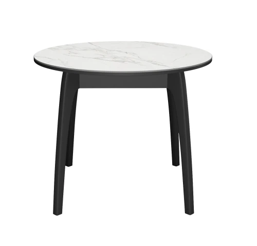 Стол DikLine MK46 Керамика Белый мрамор/подстолье черное/опоры черные